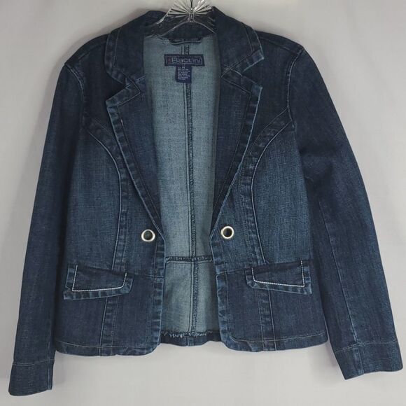 Baccini Jackets & Blazers - PS BACCINI Dark Denim Jean European style statement Blazer Jacket PETITE SMALL
